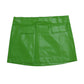 Green mini leather skirt